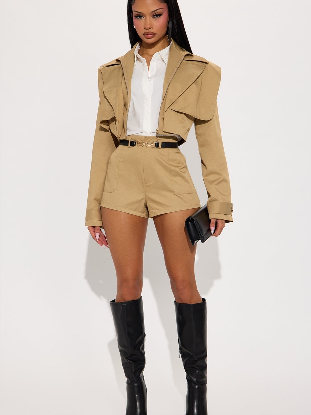Cropped Tan Utility Two Piece Set - Fashion Nova - Picture 3 of 8